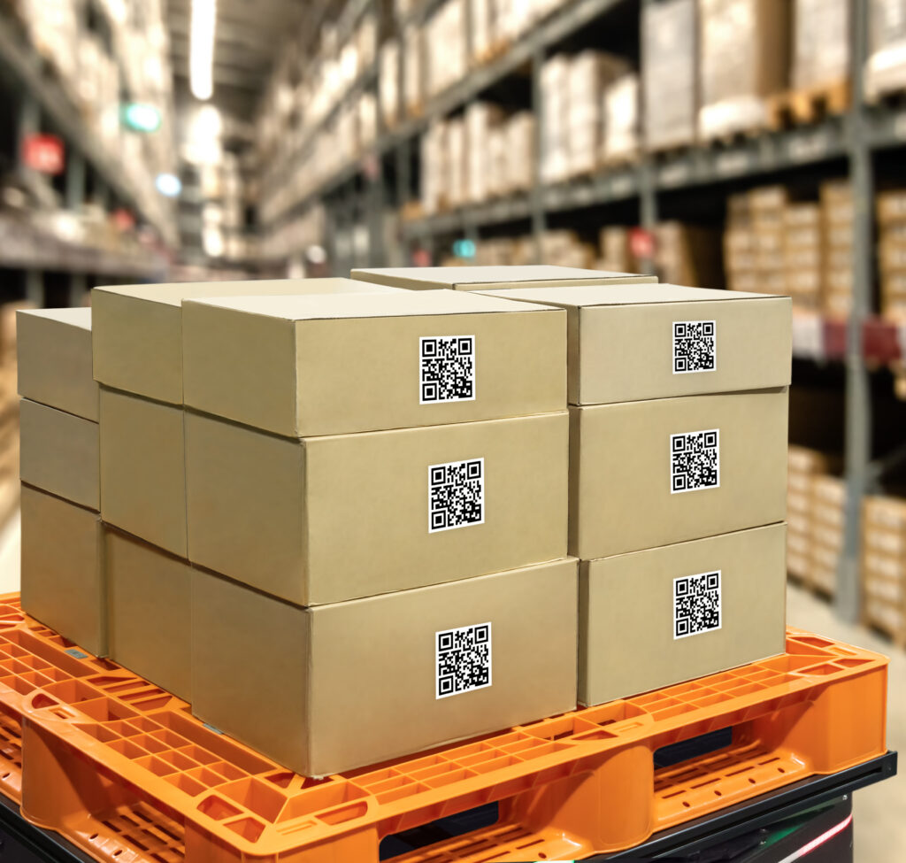 Smart logistic industry 4.0 , QR Codes Asset warehouse and inventory